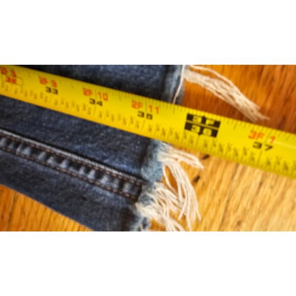 J Crew Vintage Straight Jeans, Dark Denim Side Panel, Frayed Hem, Sz 28 - Picture 9 of 10